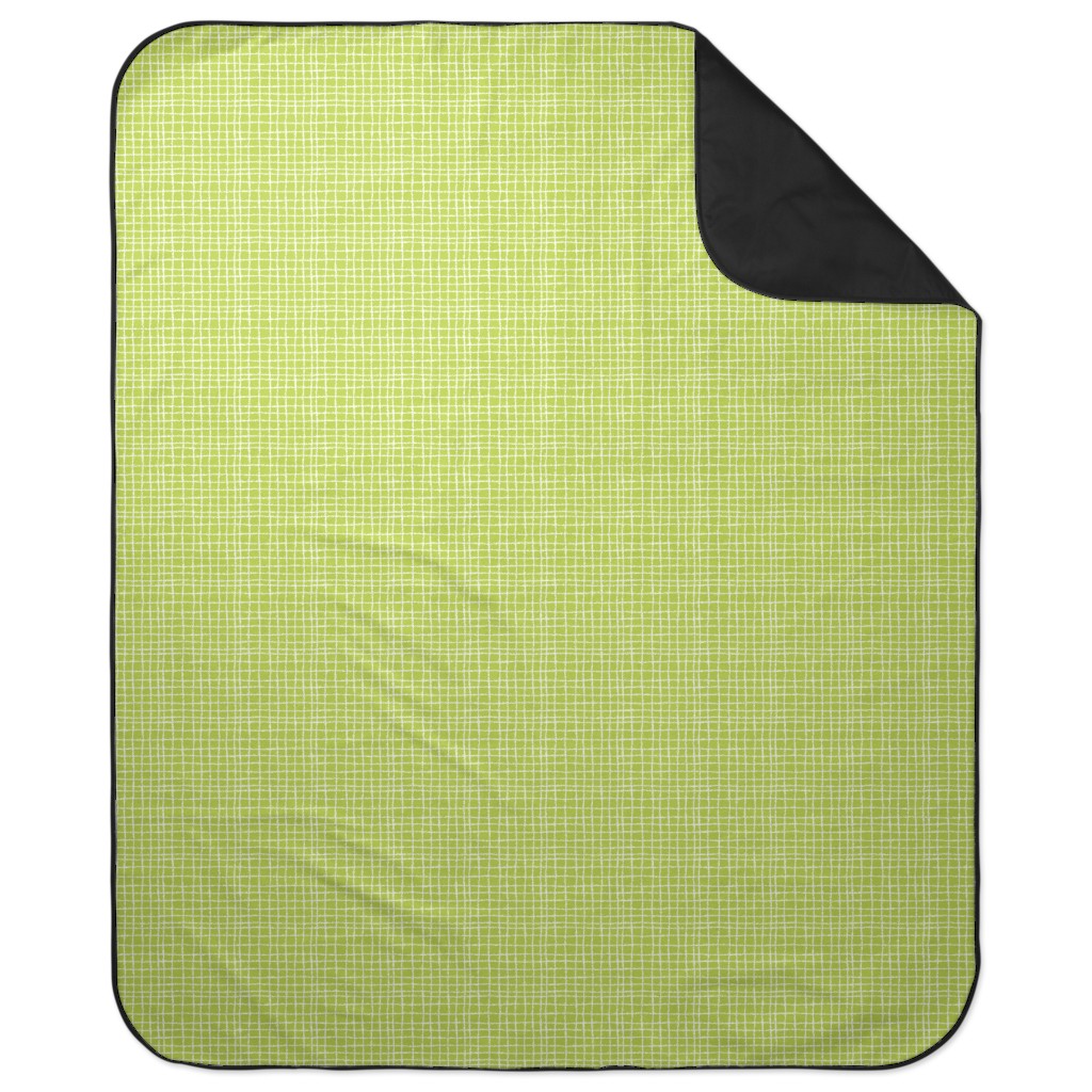 Wavy Grid Picnic Blanket, Green, Lime