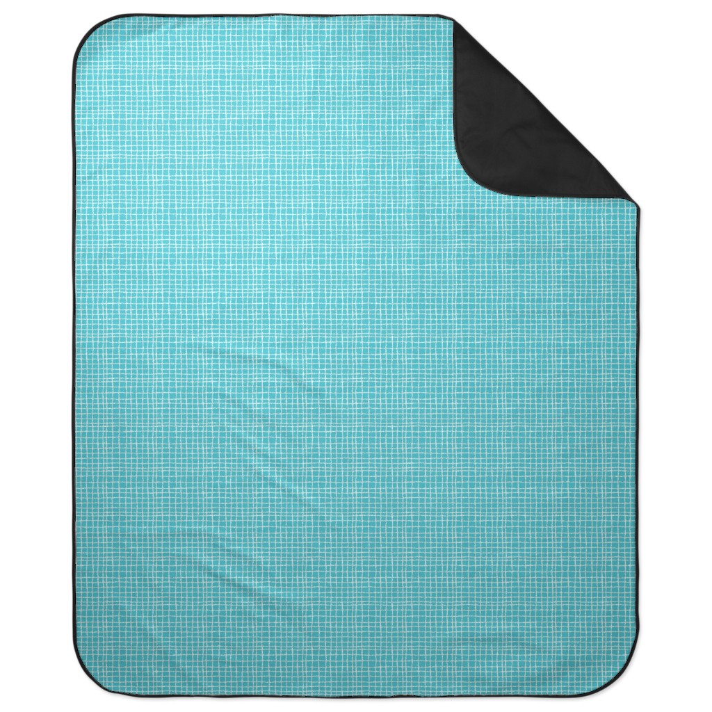 Wavy Grid Picnic Blanket, Blue, Malachite