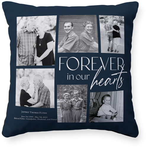 In Our Hearts Memorial Pillow, Woven, Black, 16x16, Single Sided, Black