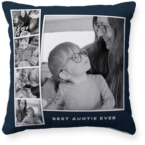 Modern Filmstrip Collage Pillow, Woven, White, 16x16, Double Sided, Gray