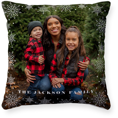 Snowflake Overlay Pillow, Woven, Beige, 16x16, Single Sided, White, white