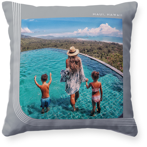 Arch Border Pillow, Woven, White, 16x16, Double Sided, Gray, silver