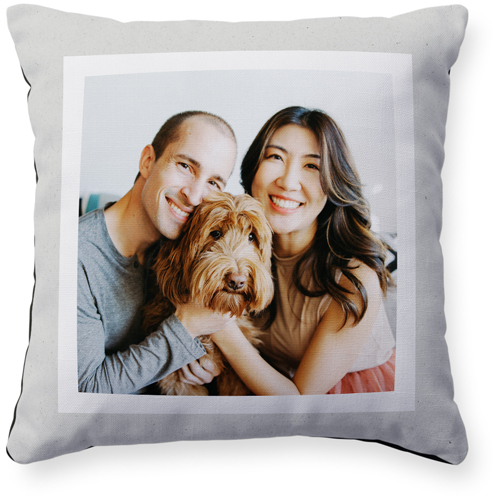 Double Paper Frame Pillow, Woven, Black, 16x16, Single Sided, Gray, slate