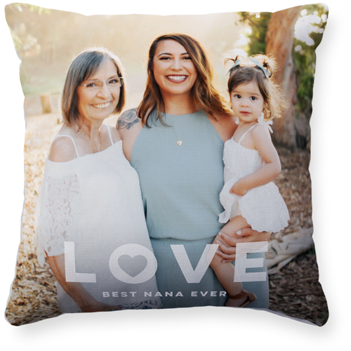 Overlay Love Pillow, Woven, White, 16x16, Double Sided, White