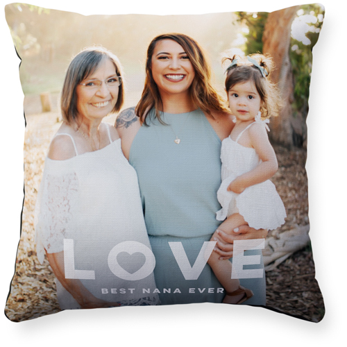 Overlay Love Pillow, Woven, Black, 16x16, Single Sided, White, white