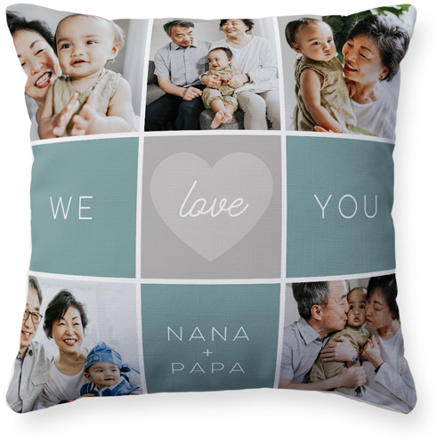 We Love Colorblock Pillow, Woven, Beige, 16x16, Single Sided, Blue, cedar