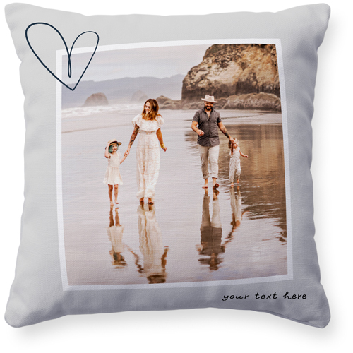 Minimalist Heart Film Pillow, Woven, White, 16x16, Double Sided, Black