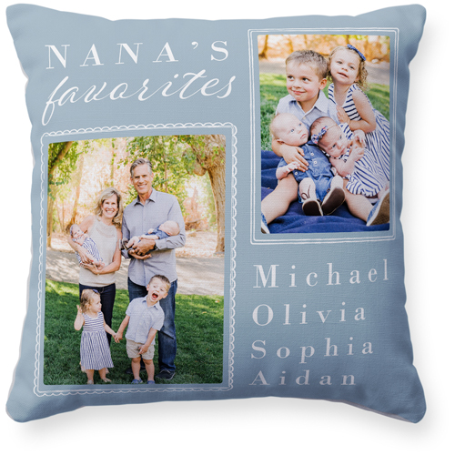 Scallop Doodle Frames Pillow, Woven, White, 16x16, Double Sided, Blue