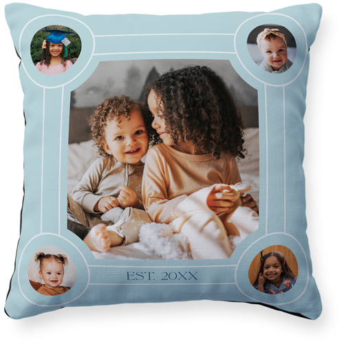 Vintage Family Tree Pillow, Woven, Black, 16x16, Single Sided, Blue, oasis