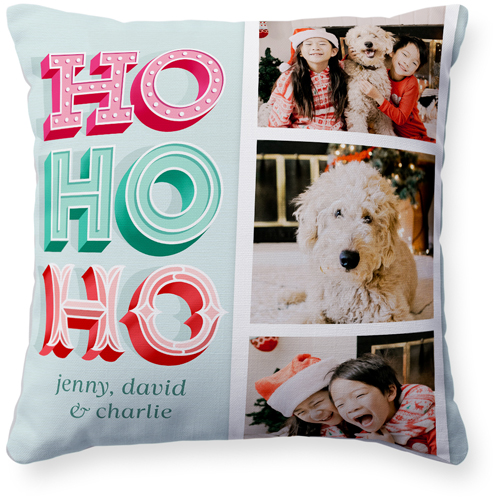 Holly Jolly Holiday Pillow, Woven, White, 16x16, Double Sided, Green