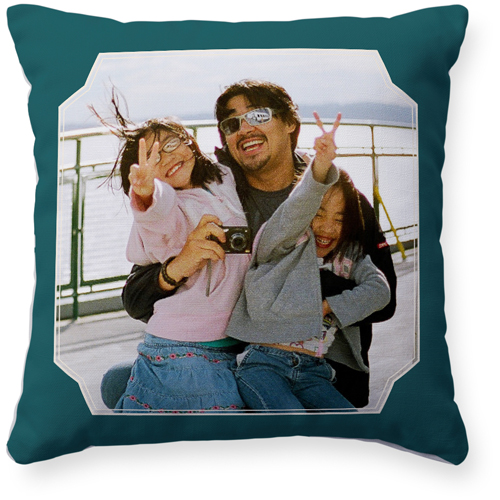 Unique Shape Pillow, Woven, White, 16x16, Double Sided, Blue, peacock