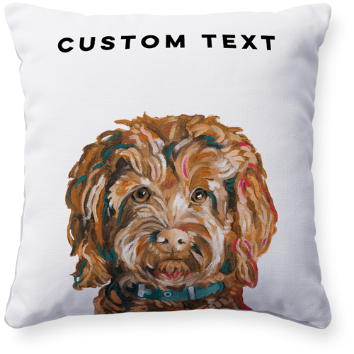 Goldendoodle Custom Text Pillow, Woven, White, 16x16, Double Sided, Multicolor