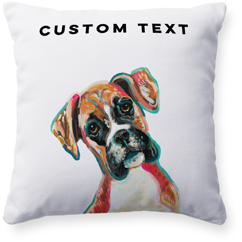 Boxer Custom Text Pillow, Woven, Beige, 16x16, Single Sided, Multicolor
