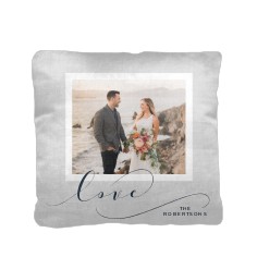 contemporary love script frame pillow