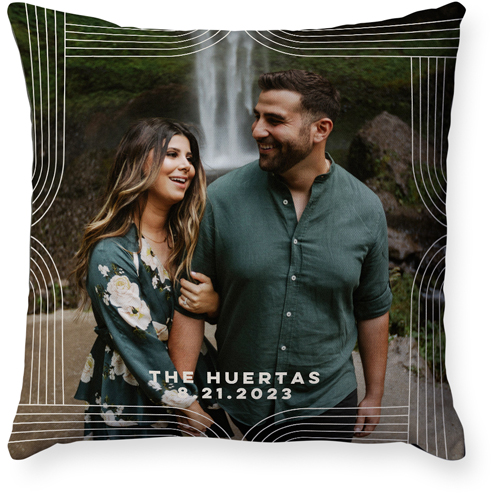 Modern Arch Border Pillow, Woven, Black, 18x18, Single Sided, Beige, antique white