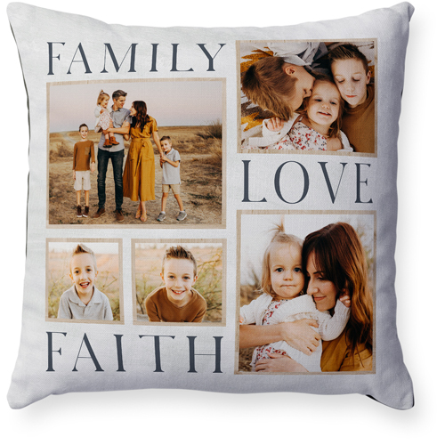 Rustic Family Sentiments Pillow, Woven, Black, 18x18, Single Sided, Beige