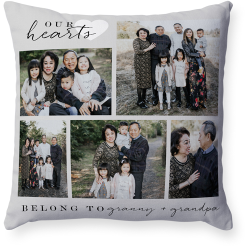 Belong To Heart Pillow, Woven, White, 18x18, Double Sided, Gray