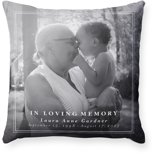 Memorial Frame Pillow, Woven, White, 18x18, Double Sided, White