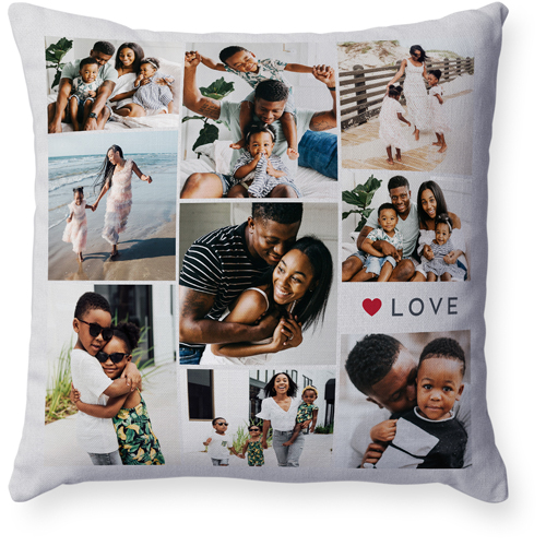 Modern Love Collage Pillow, Woven, White, 18x18, Double Sided, Red