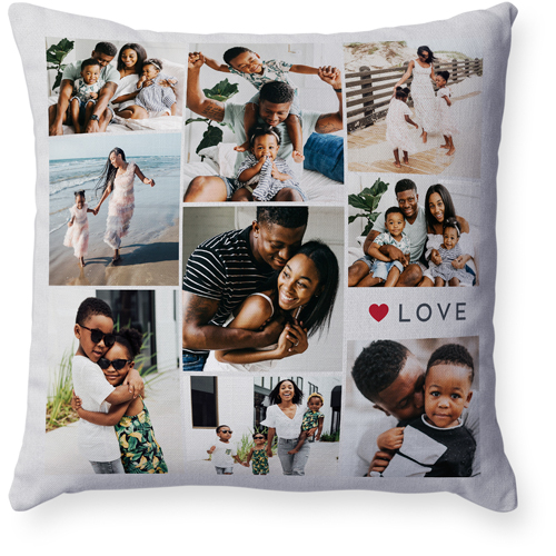 Modern Love Collage Pillow, Woven, White, 18x18, Double Sided, Red, cabernet