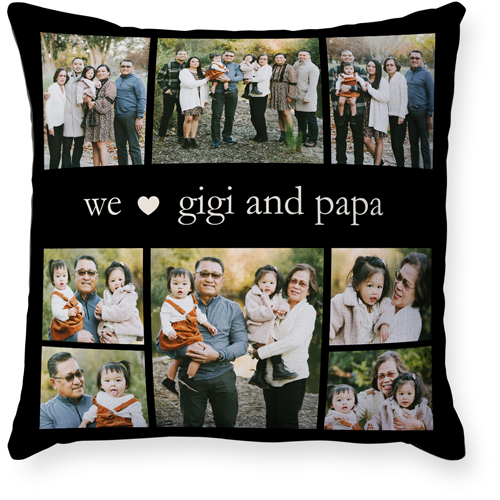 We Heart Montage Pillow, Woven, Black, 18x18, Single Sided, Black