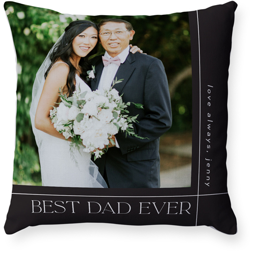 Best Dad Lines Pillow, Woven, White, 18x18, Double Sided, Gray, charcoal