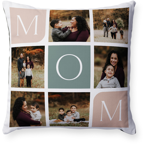 Mom Color Grid Pillow, Woven, Black, 18x18, Single Sided, White