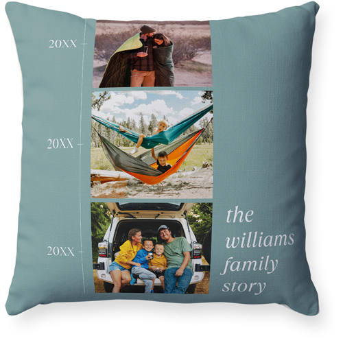 Timeline of Life Pillow, Woven, Beige, 18x18, Single Sided, Blue