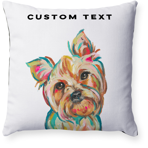 Yorkie Custom Text Pillow, Woven, Black, 18x18, Single Sided, Multicolor