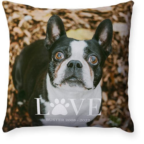 Love Paw Pillow, Woven, Beige, 18x18, Single Sided, White