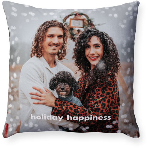 Bokeh Frame Pillow, Woven, Black, 18x18, Single Sided, White, white