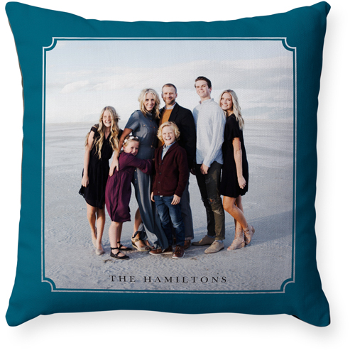 Hand Drawn Frame Pillow, Woven, Black, 18x18, Single Sided, Blue, azure