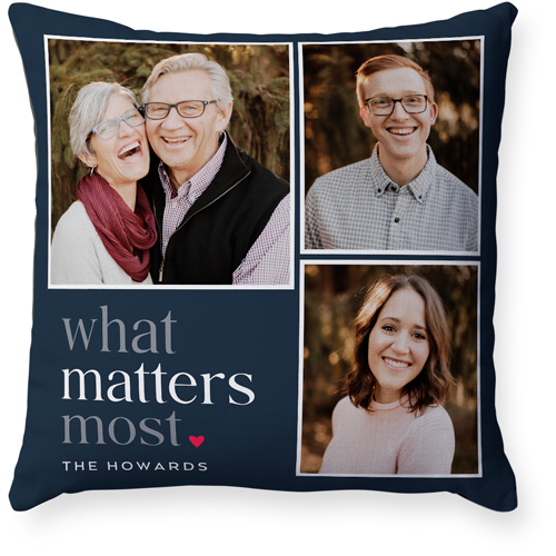 What Matters Most Pillow, Woven, Black, 18x18, Single Sided, Blue, bright indigo