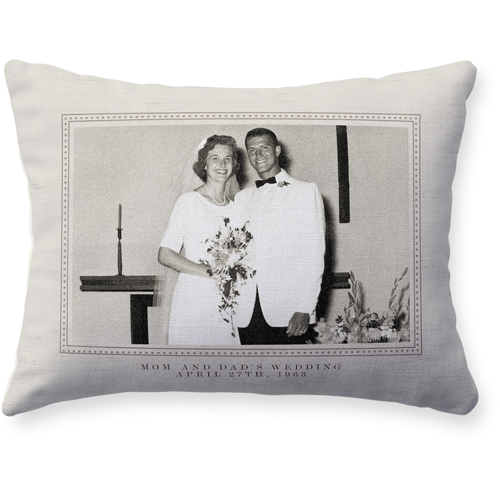 Textured Ornate Border Pillow, Woven, Beige, 12x16, Single Sided, Beige, cream