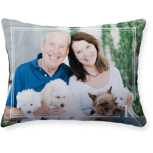 Classic Keyline Monogram Pillow, Woven, Black, 12x16, Single Sided, White, white