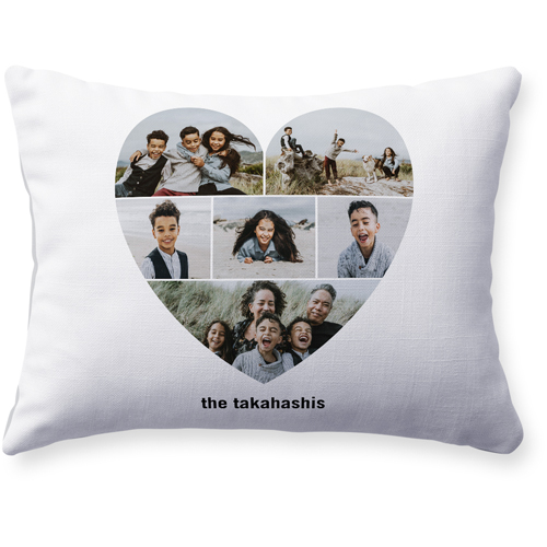 Modern Collage Heart Pillow, Woven, White, 12x16, Double Sided, White, white