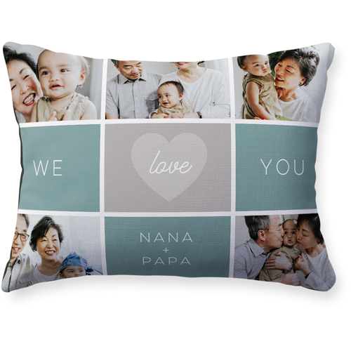 We Love Colorblock Pillow, Woven, Black, 12x16, Single Sided, Blue
