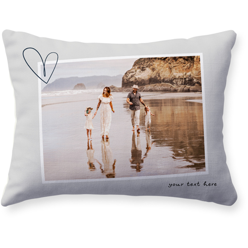 Minimalist Heart Film Pillow, Woven, Beige, 12x16, Single Sided, Black, black