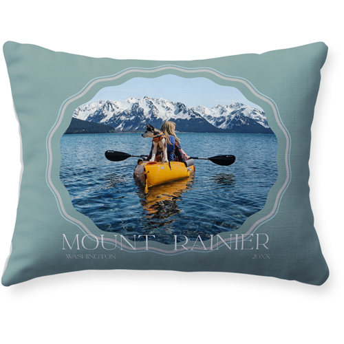 Rippled Border Pillow, Woven, White, 12x16, Double Sided, Blue, cedar