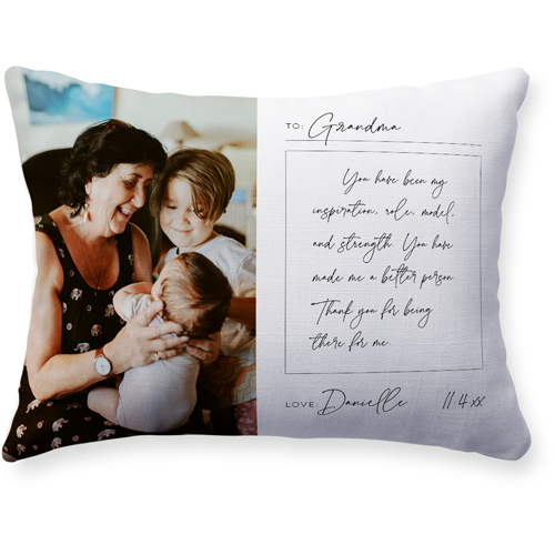 Handwritten Letter Grandma Pillow, Woven, Beige, 12x16, Single Sided, White