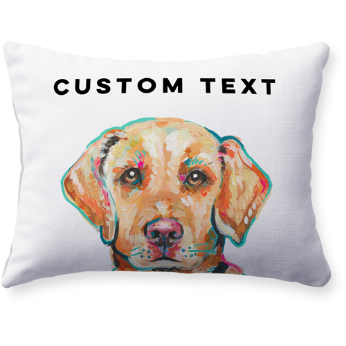 Yellow Lab Custom Text Pillow, Woven, White, 12x16, Double Sided, Multicolor