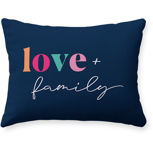 Vibrant Love Script Family Pillow, Woven, Black, 12x16, Single Sided, Multicolor