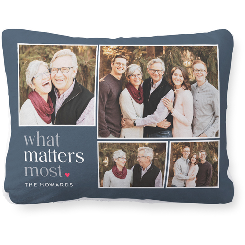What Matters Most Pillow, Plush, White, 12x16, Single Sided, Blue