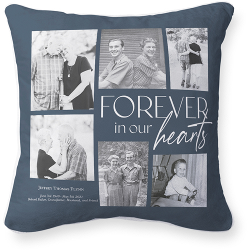 In Our Hearts Memorial Pillow, Plush, White, 20x20, Single Sided, Black