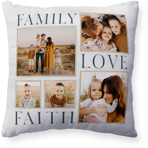 Rustic Family Sentiments Pillow, Woven, White, 20x20, Double Sided, Beige