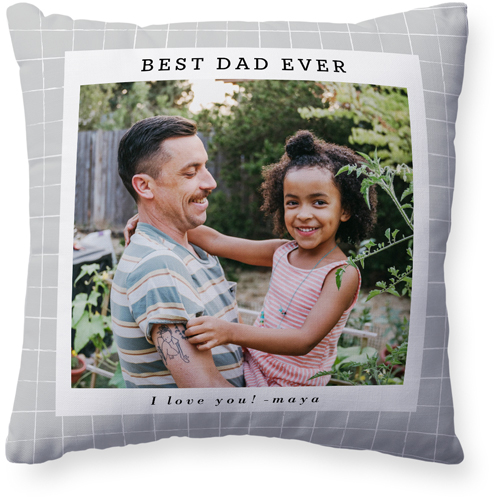 Grid Dad Frame Pillow, Woven, White, 20x20, Double Sided, Gray
