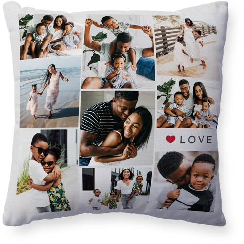 Modern Love Collage Pillow, Woven, Beige, 20x20, Single Sided, Red, cabernet