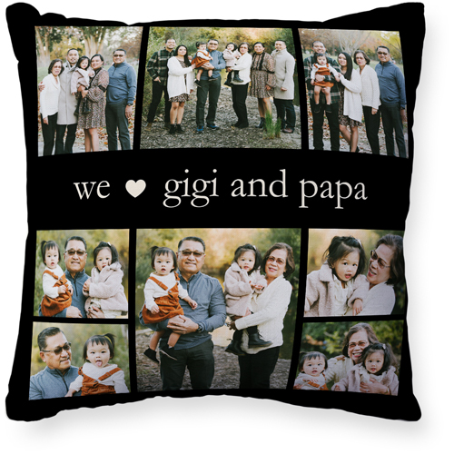 We Heart Montage Pillow, Woven, Beige, 20x20, Single Sided, Black, black