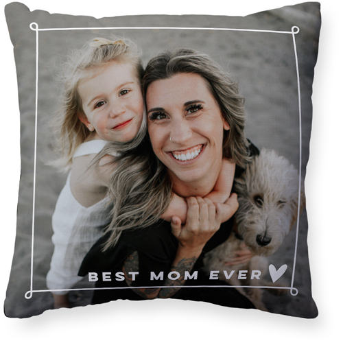 Whimsy Border Pillow, Woven, Black, 20x20, Single Sided, White