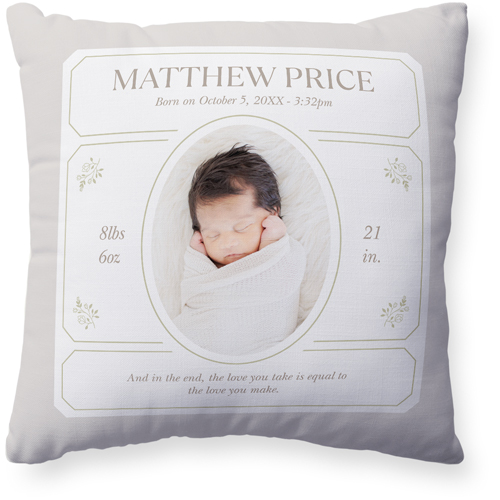 Vintage Stationery Frame Pillow, Woven, Beige, 20x20, Single Sided, Brown, cafe